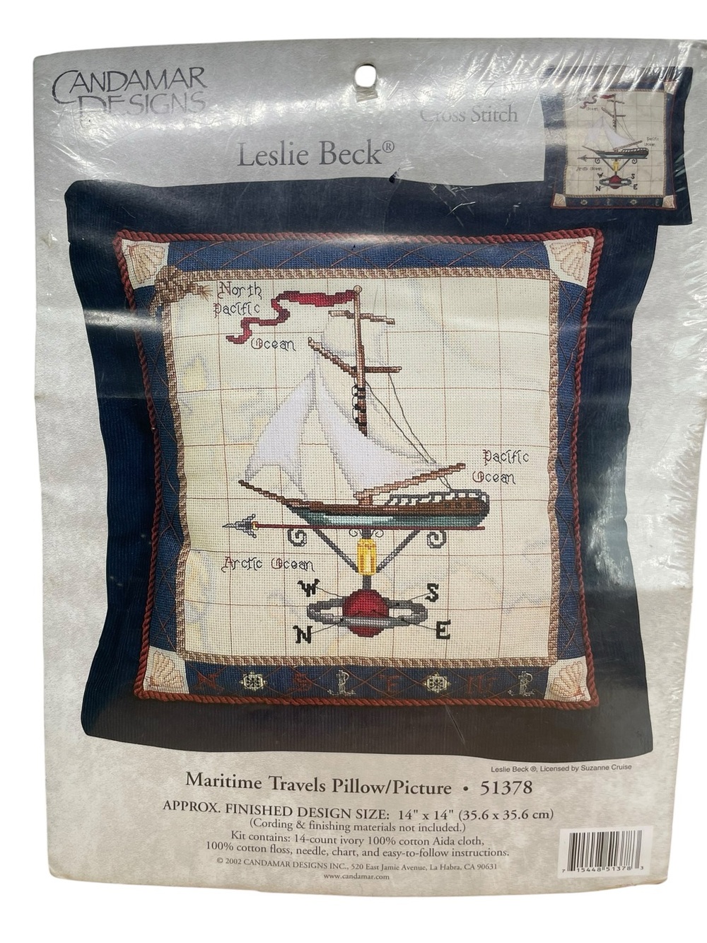 Candamar Designs Leslie Beck Maritime Travels Pillow/Picture 51378 Cross Stitch